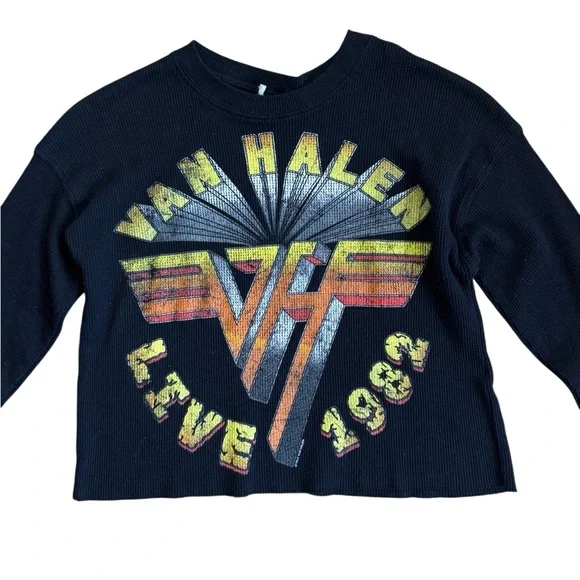 Van Halen Live 1982 Women's Black Thermal Band Logi Long Sleeve Top Size Small - Picture 3 of 3
